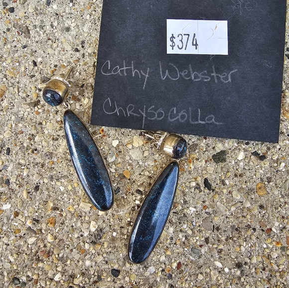 Sterling Silver Navajo Chrysocolla Earrings - Picture 1 of 7